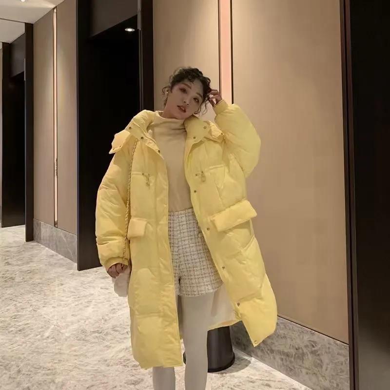 Women's Mid-length Down Jacket Korean Style Loose Thick Warm Duck Down Jacket