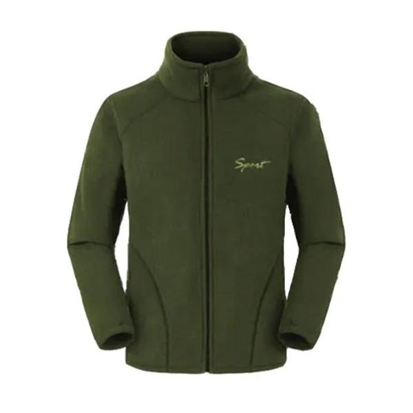 Middle-aged Elderly Men's Polar Fleece Sports Jacket Spring and Autumn Stand Collar Loose Outdoor Casual Sweatshirt Fleece Solid Color Short Top
