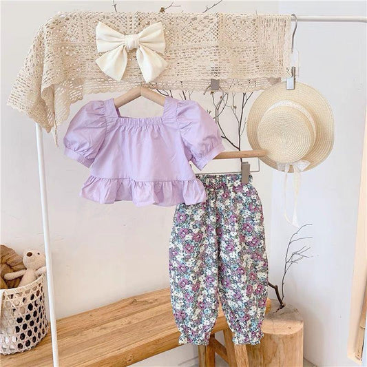 Two-piece Cotton Girls Clothes Suit Summer Short-sleeved Children's Suit Fashion Girls Clothes Suit Casual Clothes