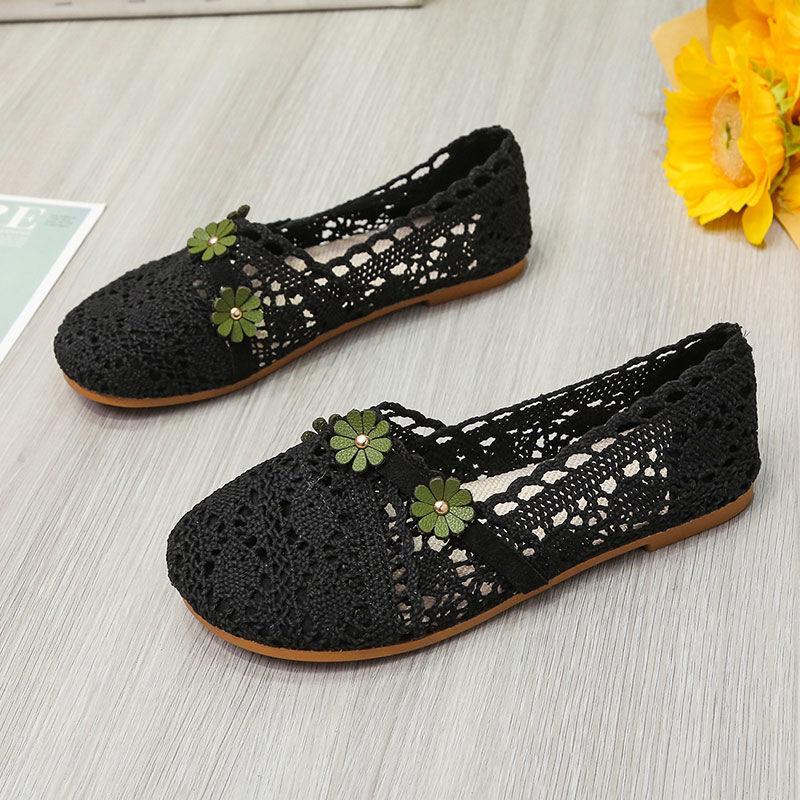 Forest Series Small Flowers Simple Low-top Mesh Shoes All-match College Style Casual Breathable Summer Sandals Literary Women's Shoes