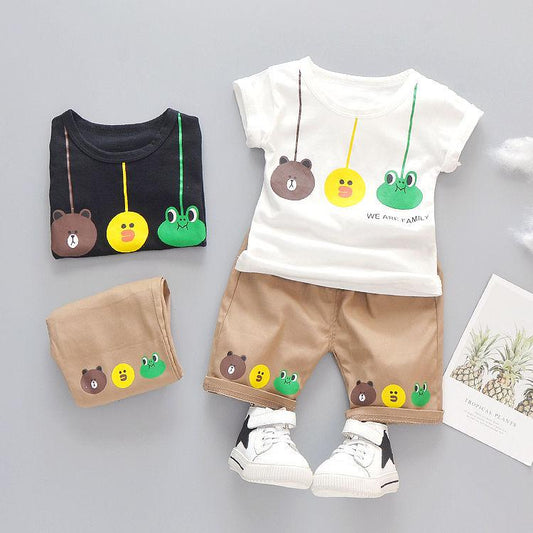 Baby Boys Girls Cartoon Clothes Outfit Suit Cute Children Summer Cotton 1 2 3 Years Kids Boys Clothes Sets T-Shrit+Shorts
