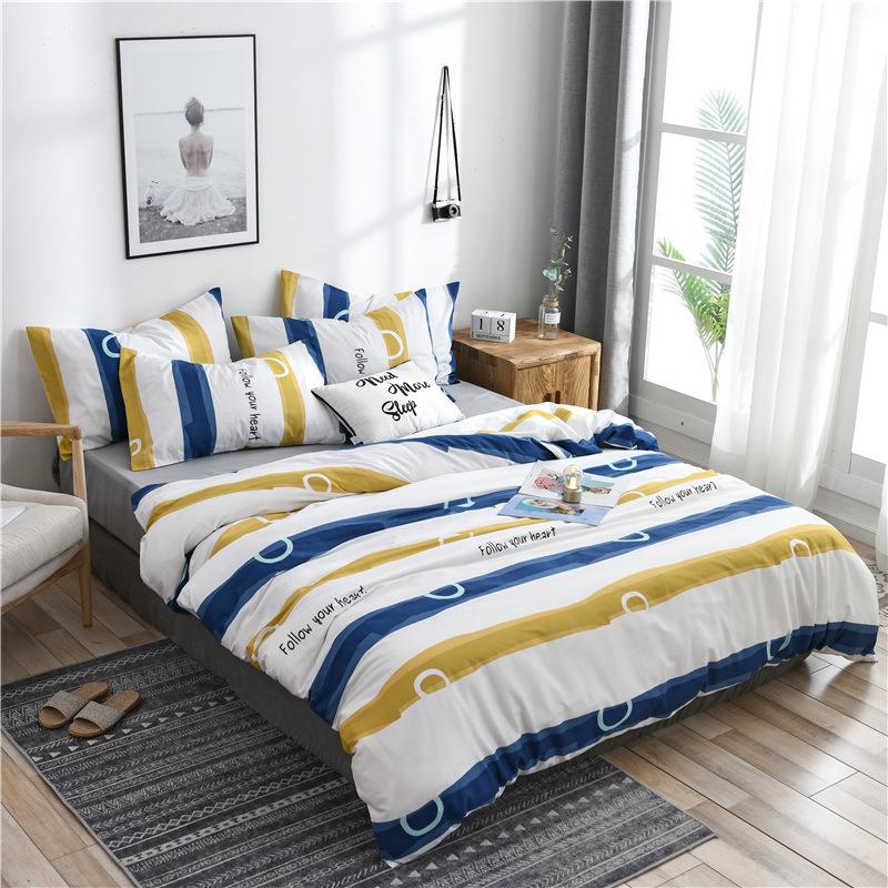 Comforter Bedding Sets Simple Boy Men Women for Striped Lattice Printing Duvet Cover