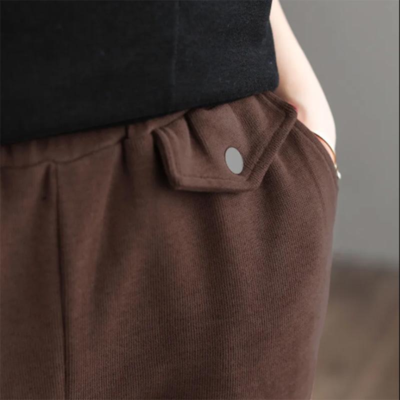 Fleece Harem Pants Women's Autumn and Winter Sweat Pants Elastic Waist Loose Thin Literary Thickening Casual Sports Long Pants