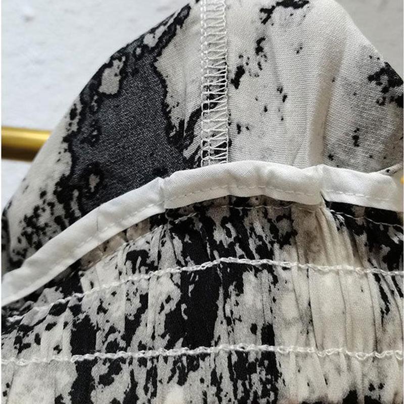 WTEMPO High Stretch Casual Pants Women Summer Thin Black and White Ink Printing Loose Harem Pants