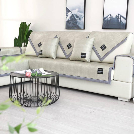 Modern simplicity Ice silk sofa covers Couch Cover Reversible Washable Removable Armrest Slipcovers