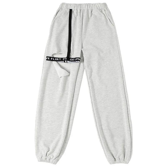 Grey Fried Street Sweatpants Women Loose Leggings Pants Tide Design Sense of Holes High Waist Slimming Harlan Guard Pants Summer