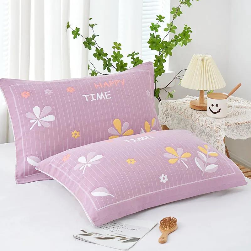 Pure Cotton Pillowcase Thickened Soft Skin-friendly Student Dormitory Pillowcase Double Bedroom Pillowcase