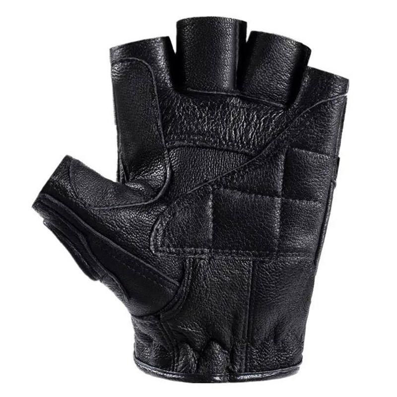 Sheepskin Half-finger Gloves Men's Four Seasons Riding and Driving Motorcycle Outdoor Tactical Training Non-slip Leather Gloves