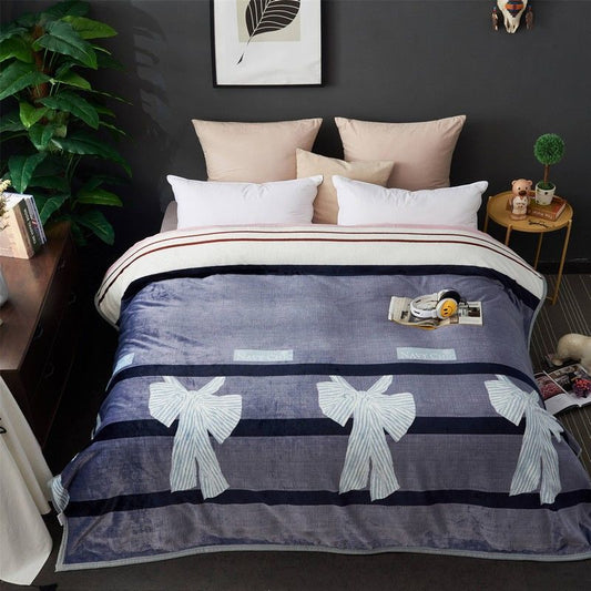 Flannel Blanket Bed Sheet Autumn and Winter Thickening Warm Blanket Sheet Double Blanket Cushion Coral Fleece Blanket Lunch Break Blanket Sofa
