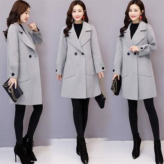 Women Autumn Winter Woollen Coat Long Sleeve Turn-Down Collar Blazer Outwear Jacket Overcoats Loose