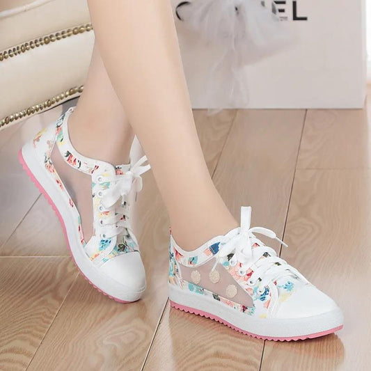Summer Low-cut Canvas Shoes Female Students Korean Sports Casual Shoes Hollow Shallow Shoes