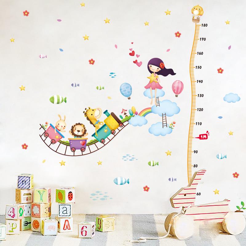Cartoon air train height stickers children's room background decorative wall stickers