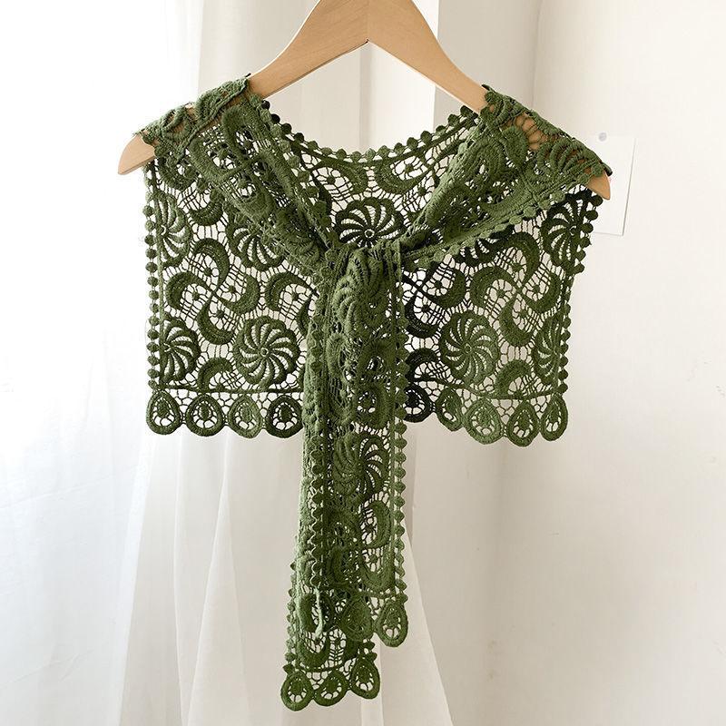 WTEMPO Summer Knitting Little Shawl Women's Thin Solid Color Knotted Lace Neckties Sun Protection Warm Shawl