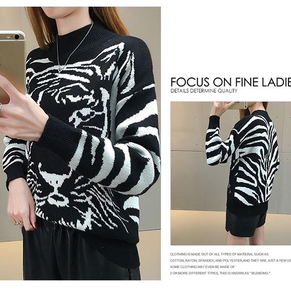 Autumn Winter Loose Plus Size Thick Sweater coat Female Printing Casual Slim Pullover sweater outwear Student Wear