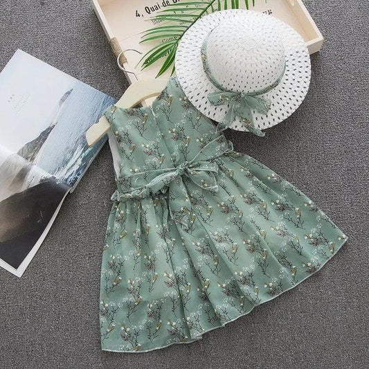 Girls' Dress In Summer, Girl 1-2-4-6 Year Old Girl Girl Summer Chiffon Dress To Send Hat