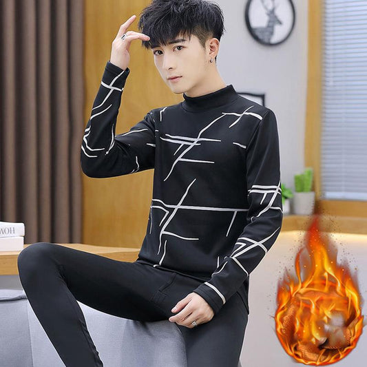 Thermal Underwear Men's Student Long-sleeved Warm Clothes Plus Velvet Thickening Suit Youth Autumn Clothes Long Trousers