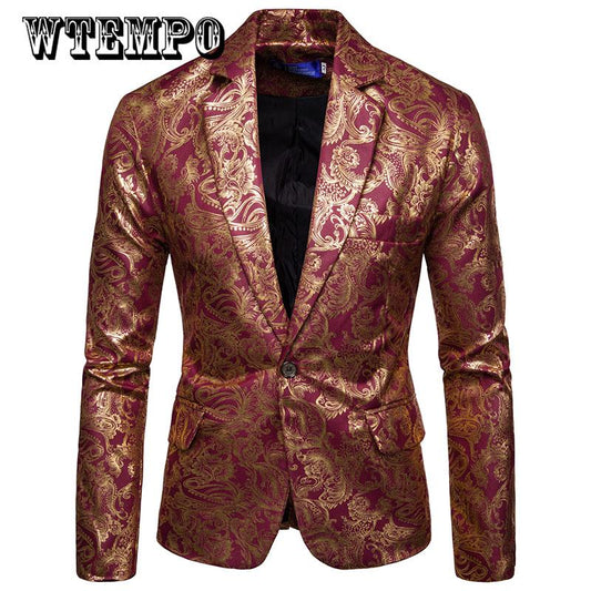 Gilding One Button Suit Jacket Party Weeding Tuxedo Blazer Men