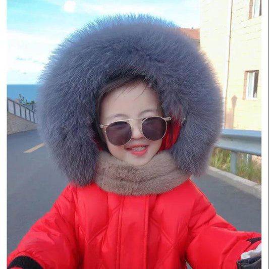 Girls' Thick and Velvet Warm Quilted Jacket Winter Mid-length Windproof Jacket