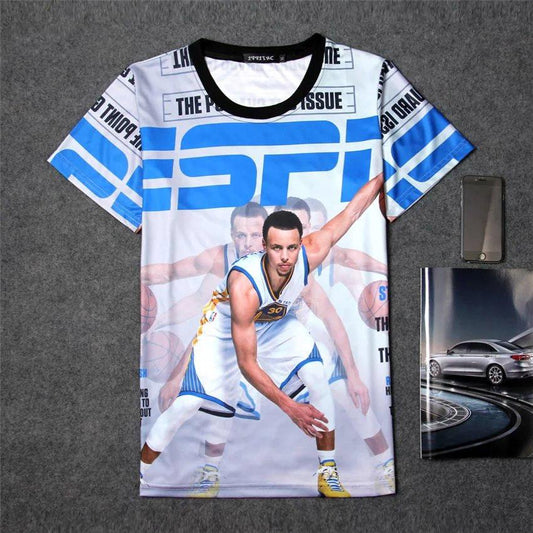 Large size basketball clothes men's summer 3D printing short-sleeved T-shirt men's star T-sleeves