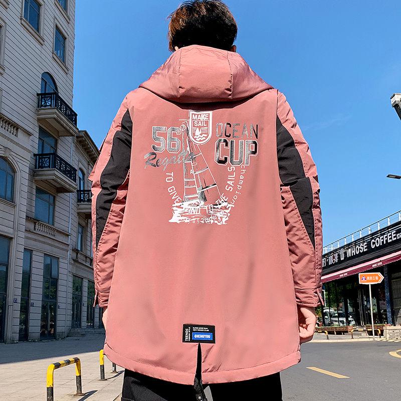 Spring and Autumn Jacket Men Handsome Spring Jacket Men's Long Thin Windbreaker Hooded Outer Clothes
