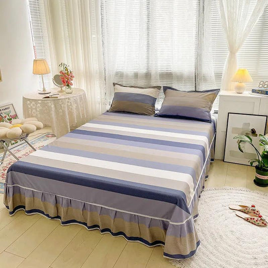 100% Cotton Korean Print Mattress Cover One Piece Simmons Non-slip Dustproof Protective Cover