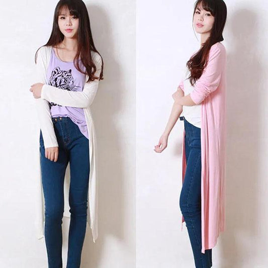 Summer Autumn 10 Colors Women Modal Long Cardigan Female Long Sleeve Cotton Cardigans Women Casual Coat