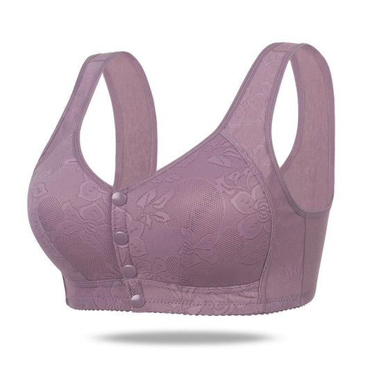 Front Buckle Type No Steel Ring Large Size Underwear Wide Shoulder Strap Vest Type Anti-sagging Breathable Comfort Jacquard Bra