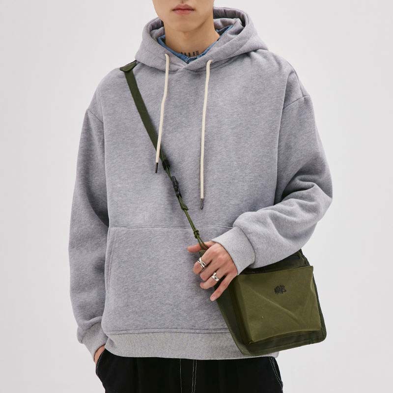 2021 Autumn New Hooded Sweater Men's Loose Men's Casual Solid Color Large Size Jacket