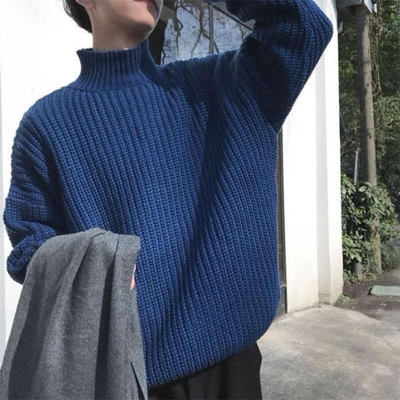 Winter Half Turtleneck Sweater Men's Trend Knit Sweater Couple Bottoming Shirt Student Jacket