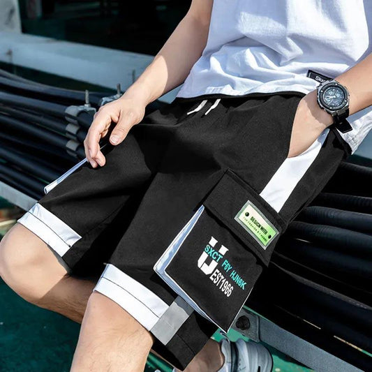 Summer Shorts Men's Overalls Casual Loose Large Size Trend Student Big Pocket Five-point Pants Sports Men's Pants All-match