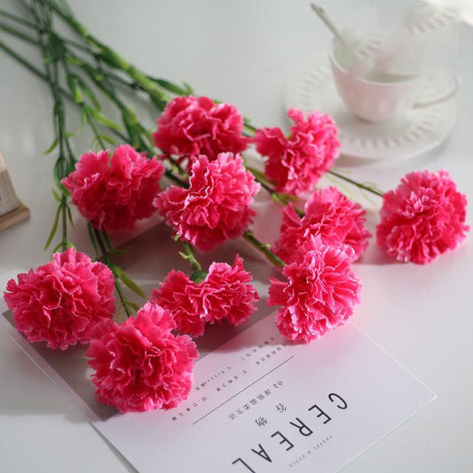 Carnation Simulation Bouquet Fake Flower Silk Flower Living Room Decoration Dining Table Decoration Plastic Flower Holiday Gift