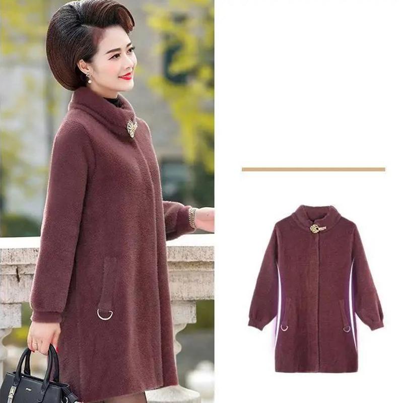 Imitation Mink Velvet Jacket Women's Mid-length Loose Large Size Temperament Woolen Coat Women's Thermal Cotton Jacket