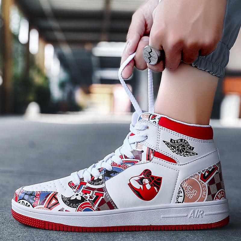 Graffiti Basketball Shoes for Men Comfortable Breathable Shoes Couples Waterproof Sports Shoeses