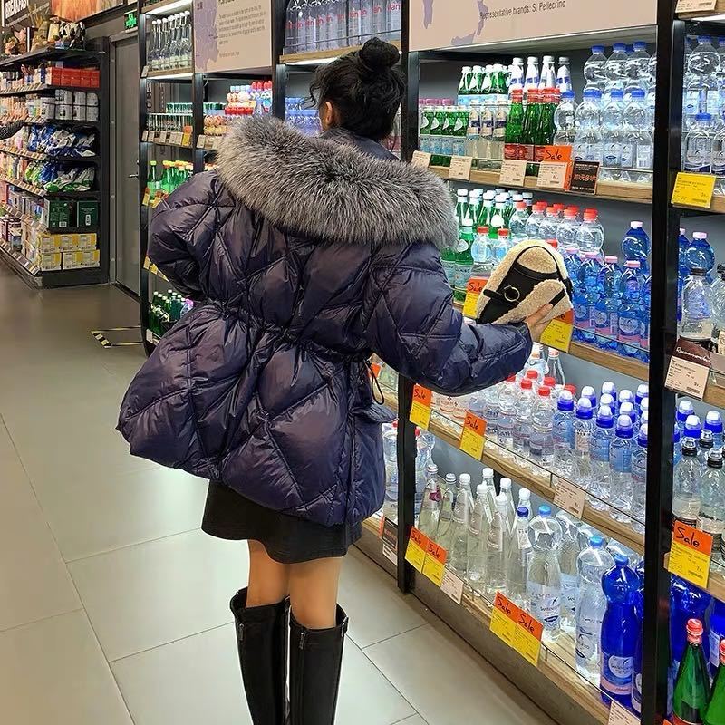 Down Jacket Winter Coat Coat Fur Collar Women Long Thick Warm Hooded Women's Leather Coat