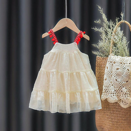 Girl's Sleeveless Princess Skirt Summer Little Girl Children's Dress Korean Style Pengpeng Yarn Baby Summer Dress Children's Dress