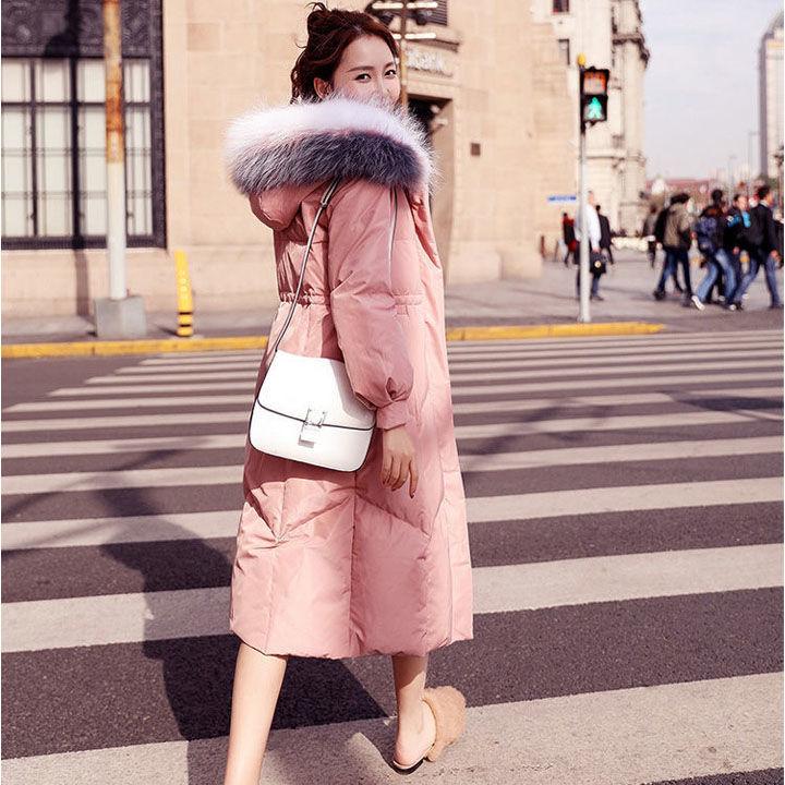 Women's Mid-length Down Padded Jacket Slim Waist Padded Plus Size Long Padded Jacket Over The Knee Coat