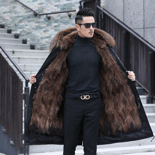 Winter Long Detachable Liner Parka Clothing Men's Faux Fur Thickened Warm Fur Coat
