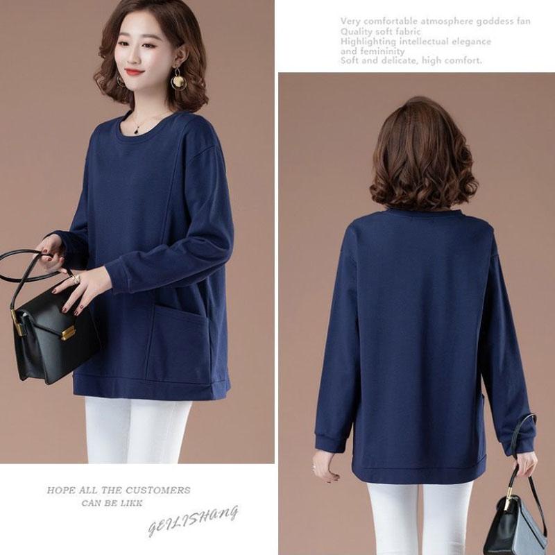 Women Solid Color Shirt Summer Loose Thin T-shirt Casual Pullover Shirt Boutique Cotton Top for Mom Medium