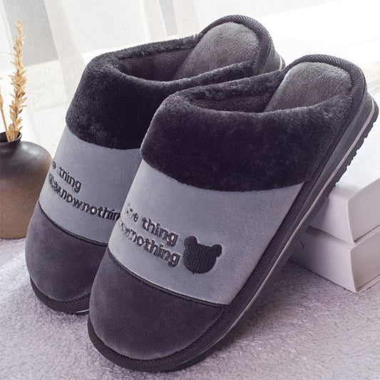 Winter Men's Cotton Slippers Non-slip Warm Thick Plush Shoes Thick Bottom Home Large Size Indoor Shoes