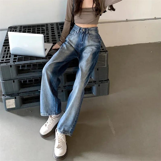Spring Wide-leg Pants Slimming Jeans Fashion Age-reducing All-match Washed Wide-leg Pants Women's Pants Students