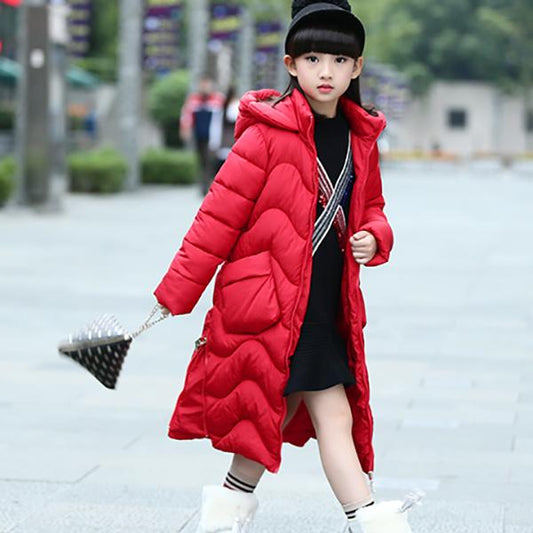 Winter Girls' Cotton-padded Clothes Thick Velvet Pike Clothing Fashion Long Kids Winter Parkas