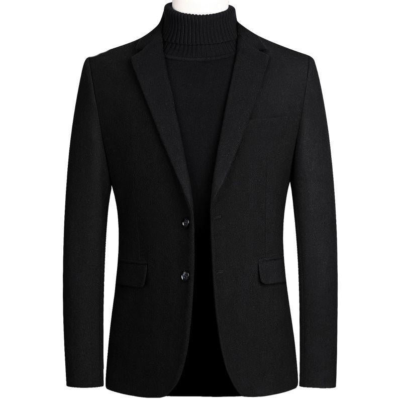 Winter Wool Jacket Men's Wool Coat Casual Slim Collar Wool Coat Men's Long Cotton Collar Trench Coat