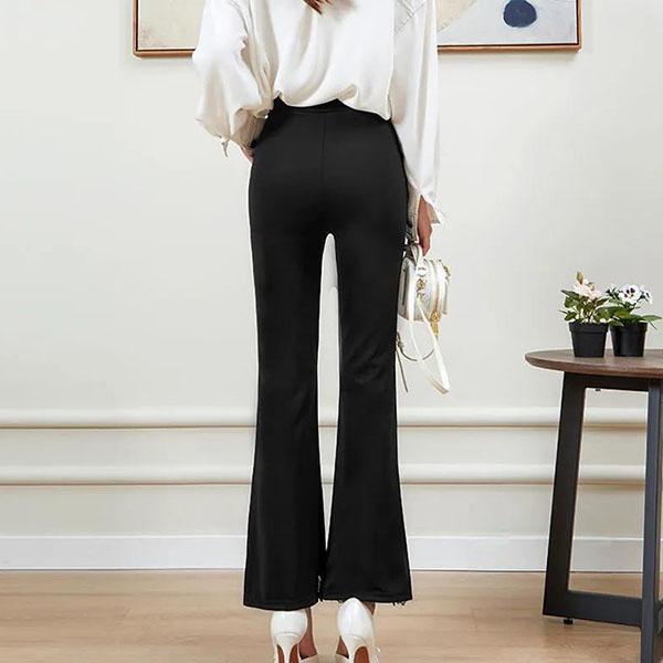 M-3XL Spring Summer Women's Flared Pants Plus Size Versatile Stretch Casual Black Long Lace Trousers