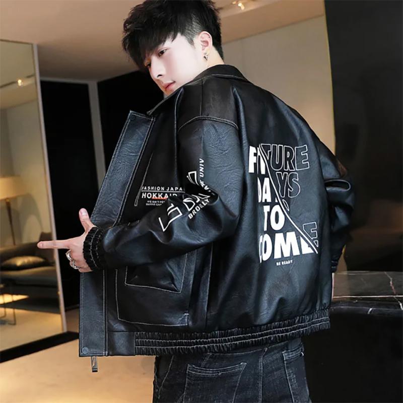 Leather Jacket Men's Autumn Fashion Youth Jacket Trend Lapel Leather Large Size Motorcycle Jackets