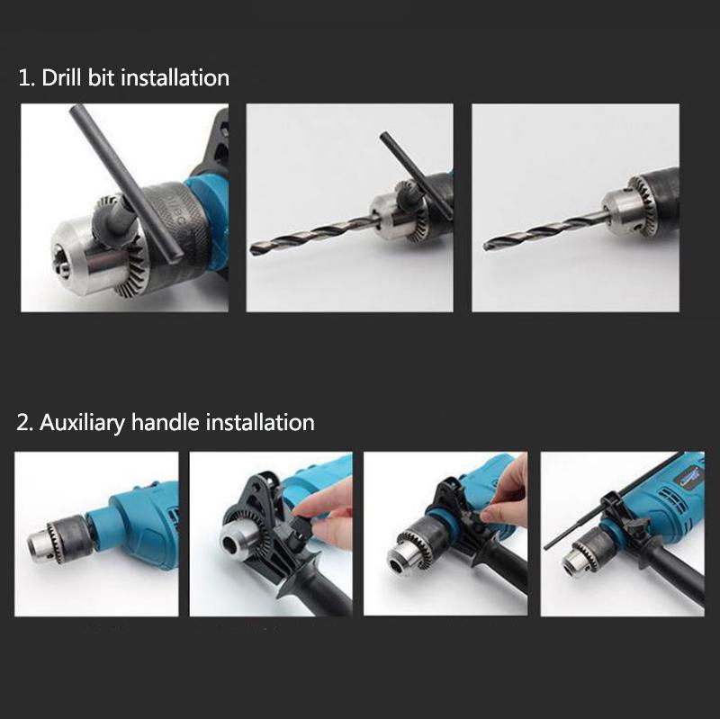 1080W Impact Drill Electric Screwdriver Plug-in Electric Drill Motor for Drilling Cutting and Grinding