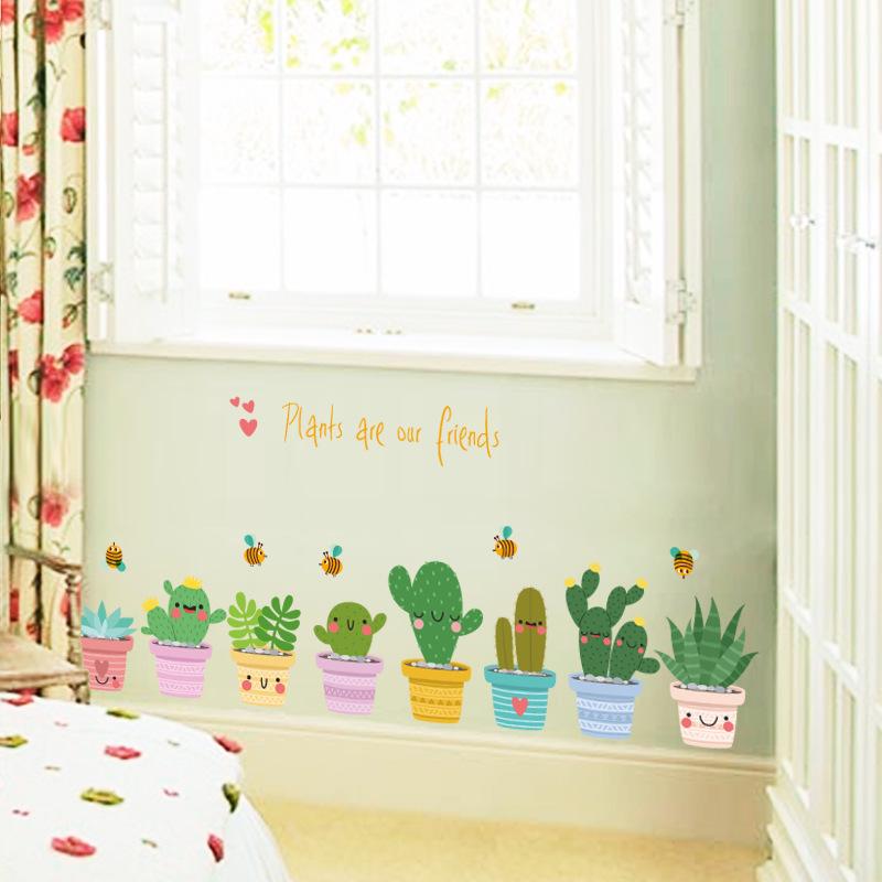 PVC Creative Potted Wall Sticker Cabinet Kitchen Glass Door Window Decorative Painting Self-adhesive