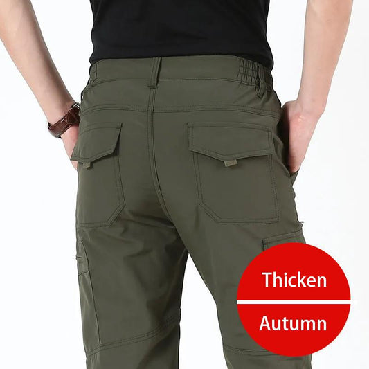 Autumn Thickened Mountaineering Stretch Quick-drying Pants Waterproof Large Size Outdoor Sports Pants Multi-pocket Casual Overalls