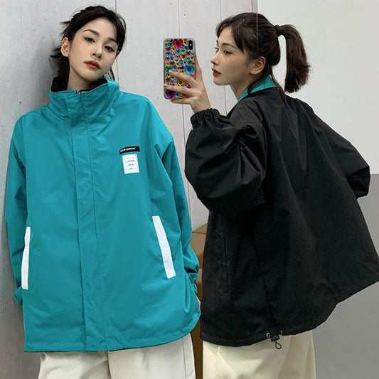 Double-sided Wear Stitching Solid Color Jacket Women's Spring and Autumn Oversize Sports Loose Casual Tide Brand Jacket Women