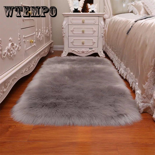 Faux Fur Sheepskin Rug Carpet Soft Faux Buckskin Chair Cover Pad Home Decor Fluffy Plain Skin