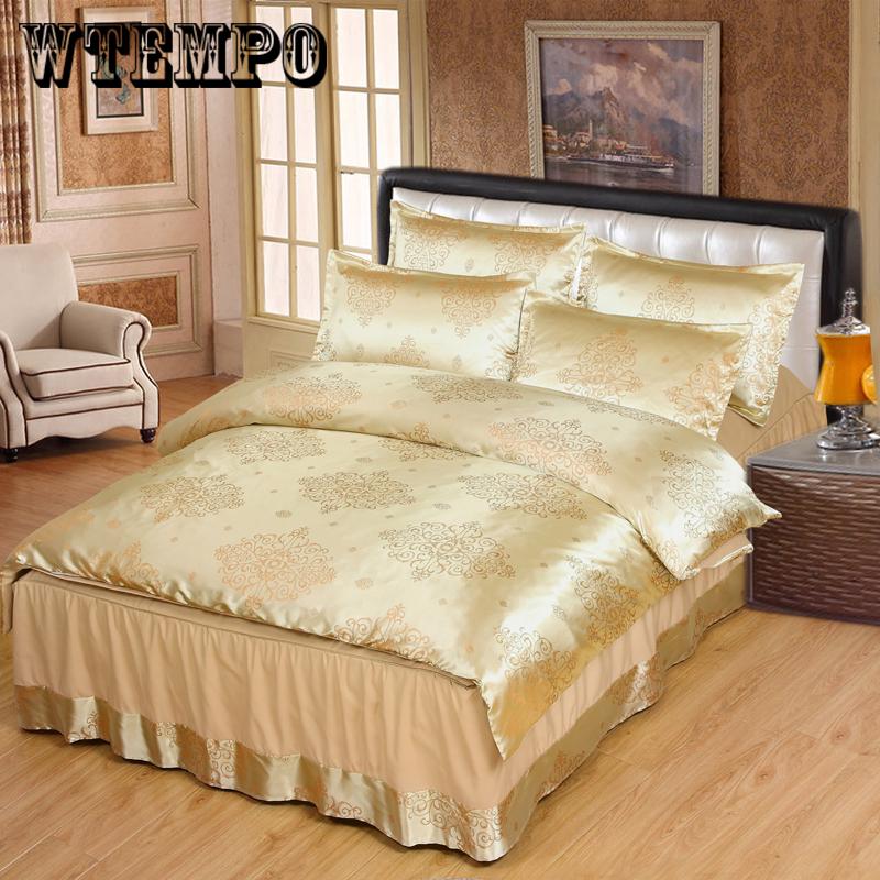 Luxury Bedding Set queen king bed set Bedclothes satin jacquard Bedding Sets duvet cover